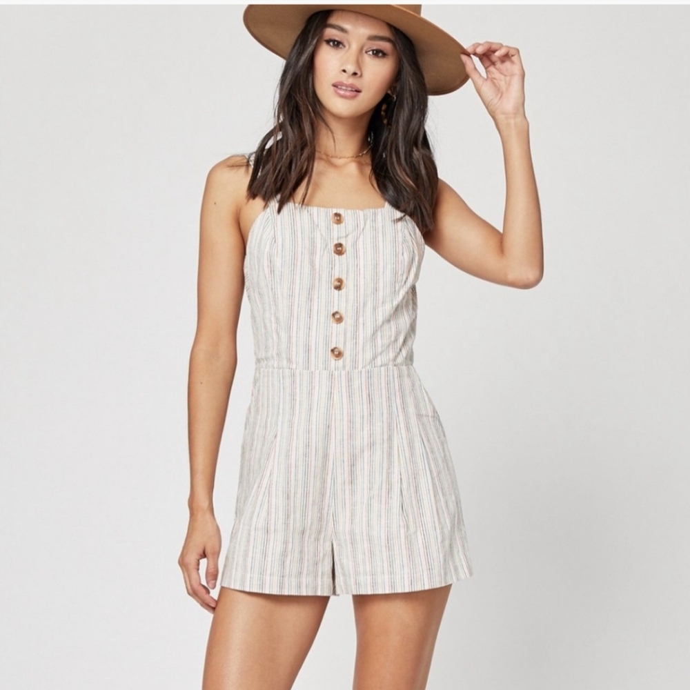 Lost + Wander Hermosa Stripe Romper - Linen Blend
